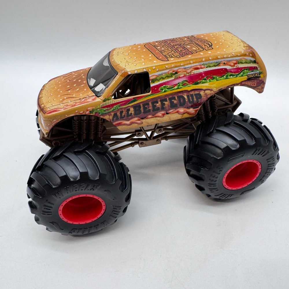 Hot Wheels Monster Truck Kids 1:24 Brown All Beefed Up Hamburger Diecast